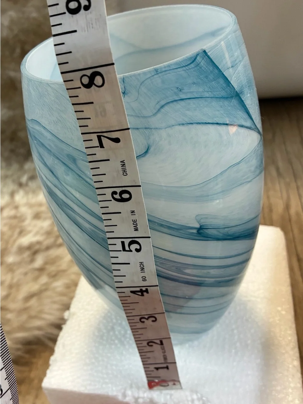 Vinew Blue Marble Hand Blown Glass Pendant Light Shade 8 in Art Glass